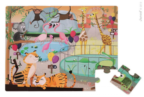 Puzzle dotykové Deň v zoologickej záhrade s textúrou 20 ks Janod