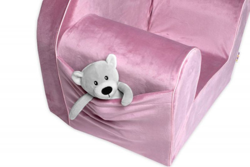 Detské kresielko Teddy Velvet s bočným vreckom Baby Nellys, ružové, staroružová