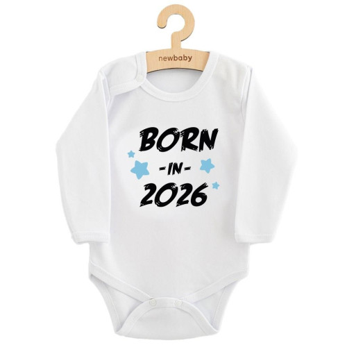 Detské body s potlačou New Baby Born in 2026 blue Veľ. 80