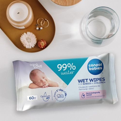 Detské vlhčené obrúsky 99% vody 60 ks Canpol babies