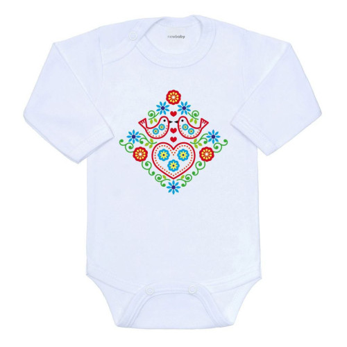 Detské body s potlačou Ľudový vzor vtáčiky New Baby