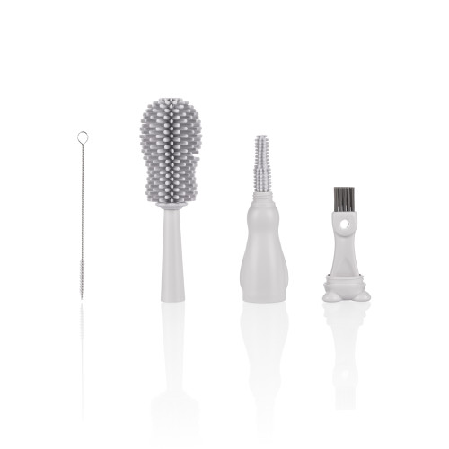 Silikónová kefa na detskú fľašu 3 v 1 Light Grey Zopa