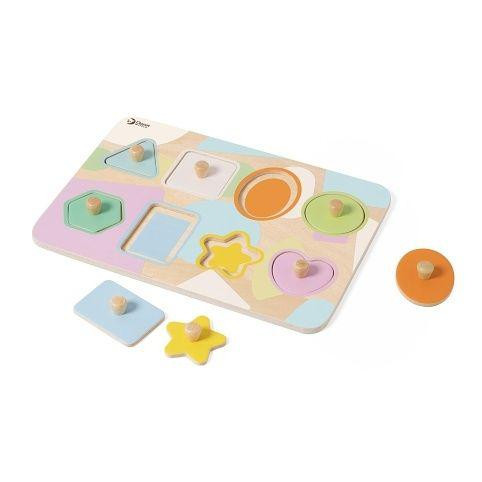 Puzzle/Vkladačka doskové geometrické drevené tvary 24 m+
