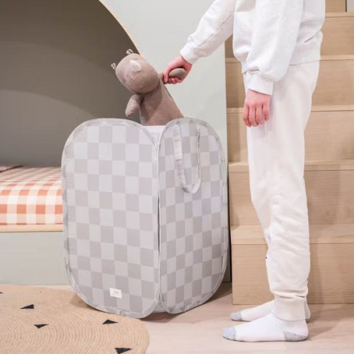 Skladací úložný kôš Recycled Checkerboard Beige 3 SPROUTS