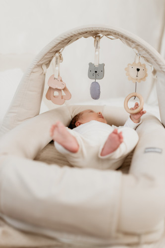 Nastaviteľná hrazdička s hračkami a bielym šumom 2 v 1 Sleepee
