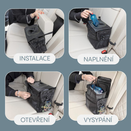 Odpadkový kôš do auta vodotesný s vekom black Zopa