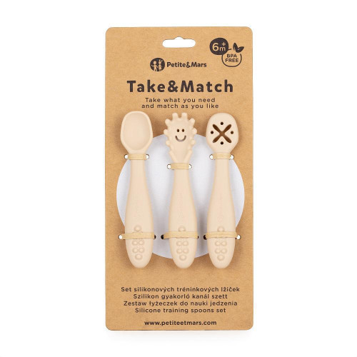 Set 3 ks silikónových tréningových lyžičiek Take&Match 6 m+ Petite & Mars