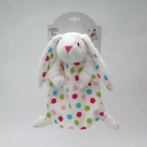 Králik 30 cm biely, uzlíkový maňuška