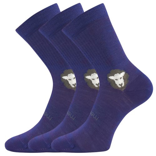 Detské ponožky anatomicky tvarované Barefootik Merino so striebrom fialovej (3 páry)