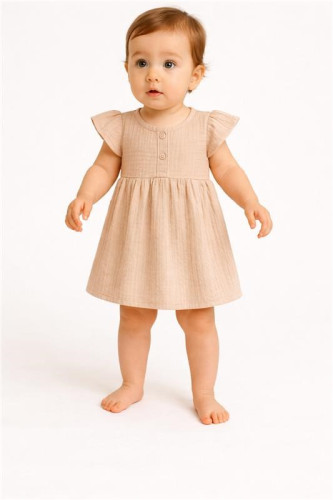 Dojčenské mušelínové šaty beige New Baby