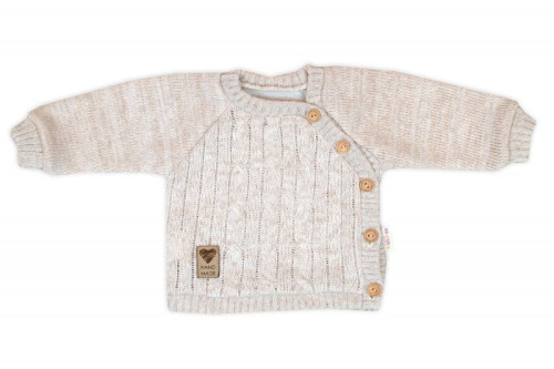 Rastúci pletený svetrík a nohavice s vreckom Hand Made Nature béžový Baby Nellys