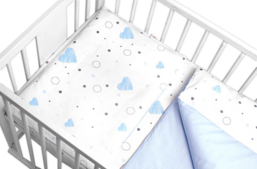 Mantinel s obliečkami 3dielna bavlnená sada I love Boy modrá/biela Baby Nellys