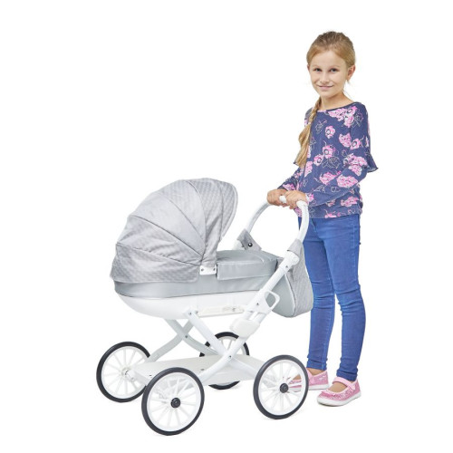 Detský kočík pre bábiky Kids Elegance strieborný Jasmine