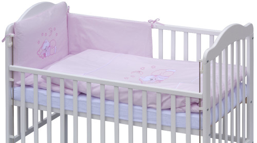 Detská postieľka s kompletnou výbavou Scarlett 120 x 60 cm - Nechtík - ružová