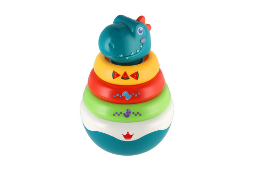 Roly Poly dinosaurus skladačka pyramída s krúžkami so zvukom 16 cm