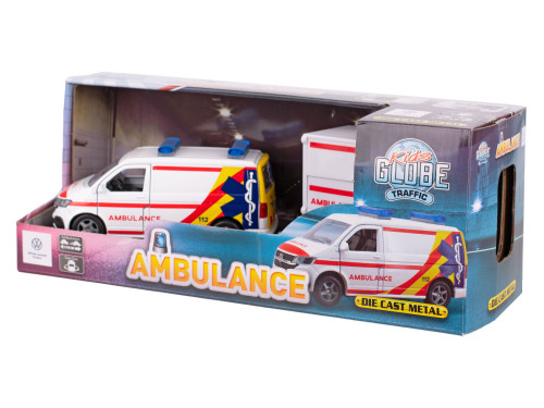 VW Transporter ambulancie kov spätný chod s prívesom Kids Globe Traffic