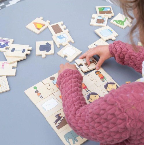 Didaktické puzzle Čo k sebe patrí Bigjigs Toys