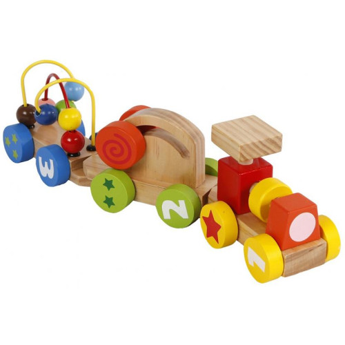Vláčik s vagónikmi 34cm drevený 2-Play 12m+