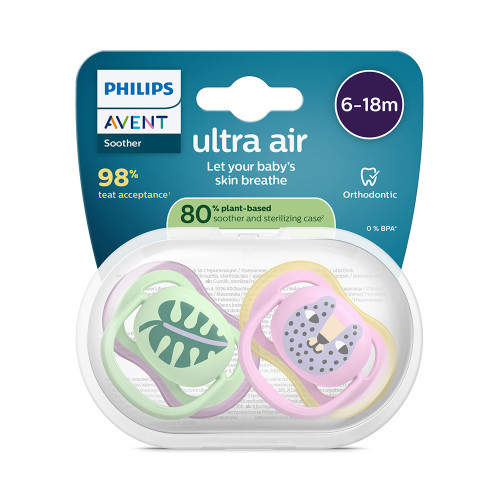 Cumlík Ultra air ružová/zelená 6-18 m obrázok dievča 2 ks Philips Avent