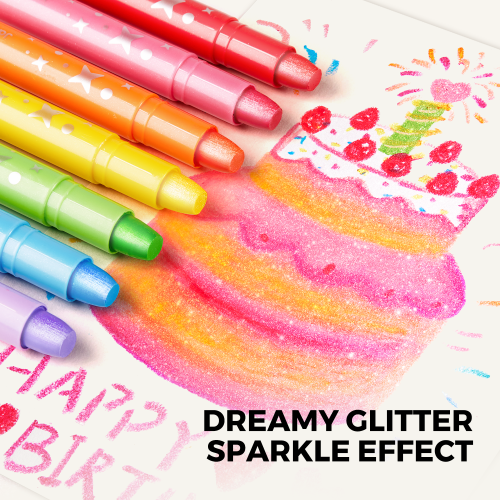 Jemné voskovky Zmývateľné Glitter 24 ks
