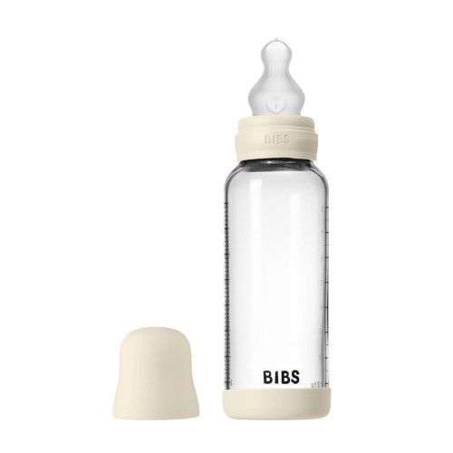 Antikoliková sklenená fľaša so silikónovým cumlíkom 240 ml BIBS