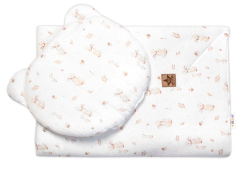 Mušelínová sada biela Goose Teddy 30 x 35 cm, 70 x 100 cm 2D Husičky Baby Nellys
