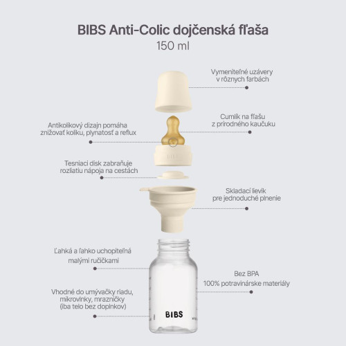 Antikoliková fľaša so silikónovým cumlíkom 150 ml Bibs