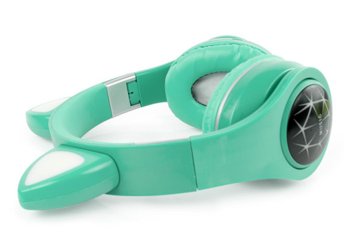 Bluetooth bezdrôtové detské slúchadlá s uškami zelená