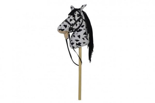 Kôň na tyči plyš 70 cm so zvukom bielo-čierny Appaloosa