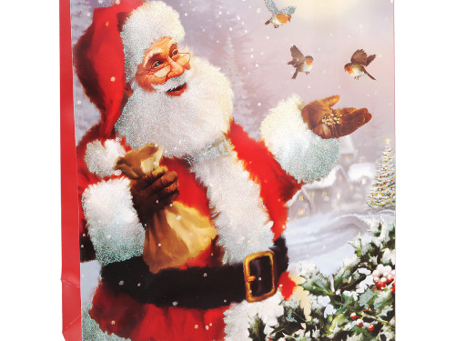 Vianočná darčeková taška s glitrami 32 x 26 x 10 cm Santa 8
