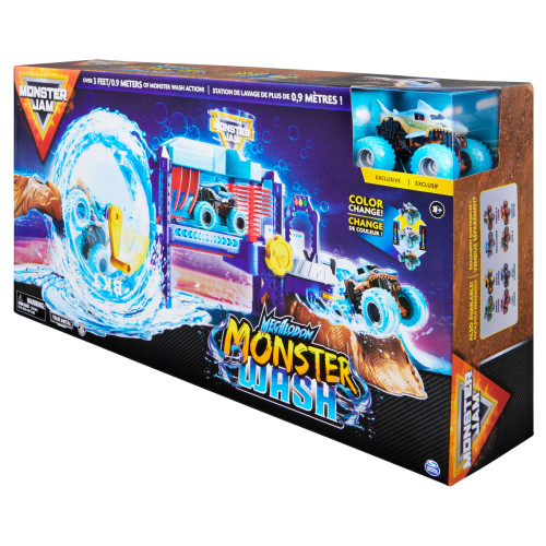 MONSTER JAM - Hrací set Megalodon Monster Wash, 1:64