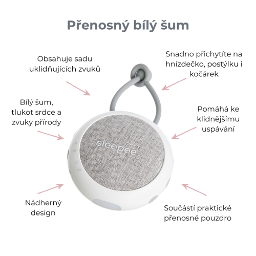 Prenosný biely šum so zvukmi dažďa, prírody a tlkotu srdca Sleepee