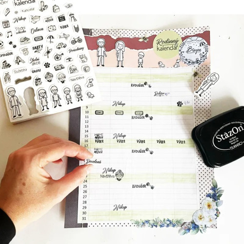 Diárové pečiatky Stampo Bullet Journal 67 ks - Rodinný kalendár Aladine