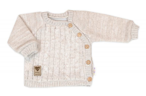 Rastúci pletený svetrík a nohavice s vreckom Hand Made Nature béžový Baby Nellys