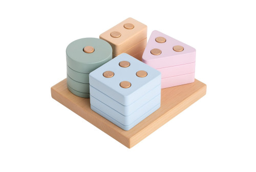 Triedime tvary IV - drevená skladačka 17 dielov Pastel Cubika