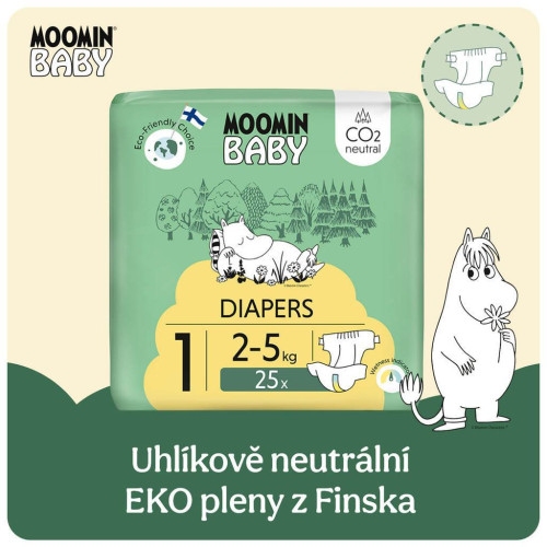 Moomin Baby 1 Newborn 2–5 kg (25 ks), eko plienky