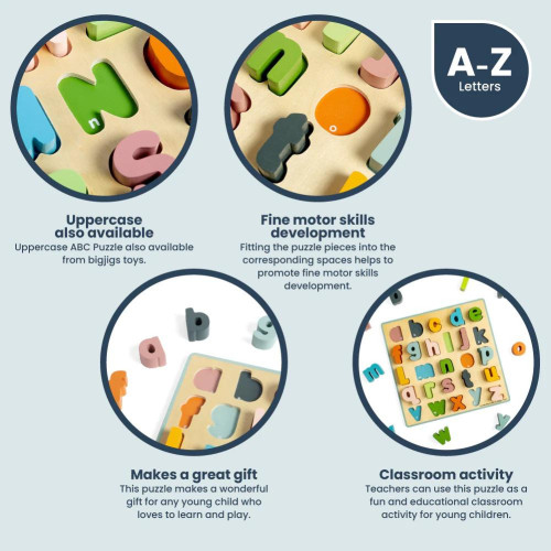 Bigjigs Toys Drevené puzzle malé písmená - abc