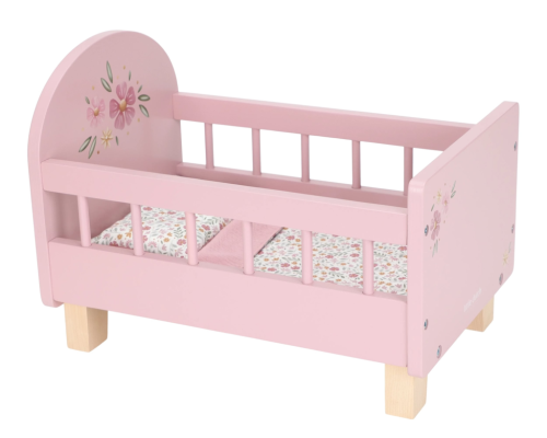 Postieľka pre bábiky drevená s perinkou Pink Little Dutch