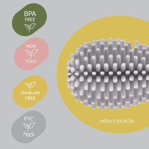Silikónová kefa na detskú fľašu 3 v 1 Light Grey Zopa