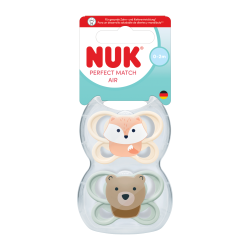 Cumlík Perfect Match Air Fox/Bear 0-2 m 2 ks box Nuk