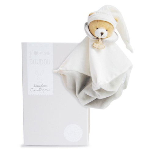 Darčeková sada Plyšový muchláčik sivý Medvedík 25 cm Doudou