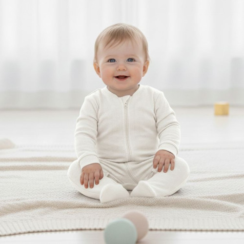 Kombinéza na zips obdĺžnik biela Česká výroba Babyservice
