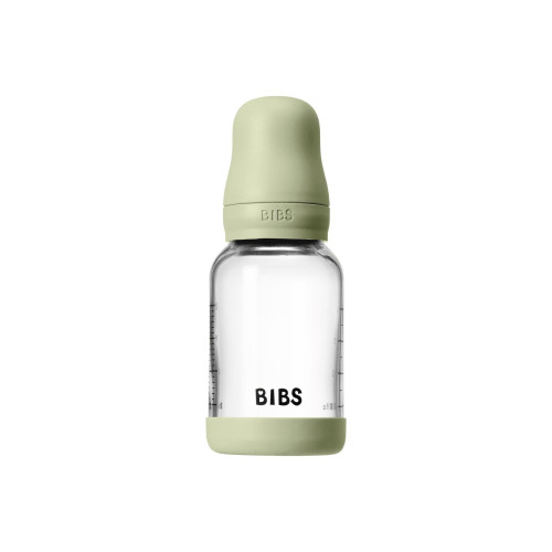 Antikoliková sklenená fľaša s kaučukovým cumlíkom 120 ml Bibs