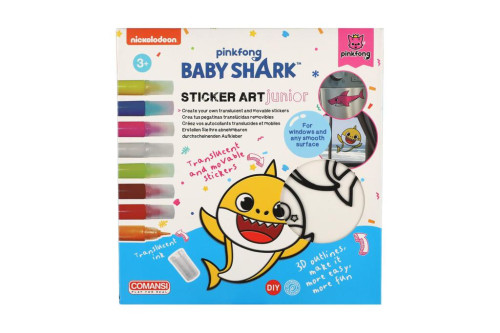 Okenné samolepky a omaľovánky Baby Shark s farbami