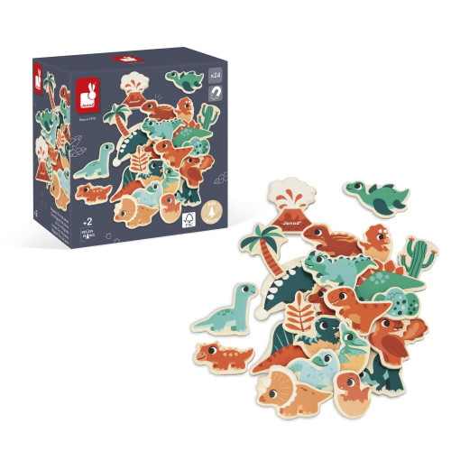 Drevené magnetky Dinosaury Dino 24 ks Janod