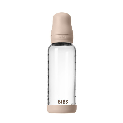Antikoliková sklenená fľaša so silikónovým cumlíkom 240 ml BIBS