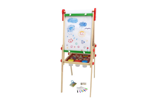 Tabuľa obojstranná magnetická drevo čierna/biela 35x43cm s rolkou papiera s doplnkami