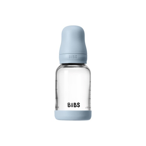 Antikoliková sklenená fľaša s kaučukovým cumlíkom 120 ml Bibs