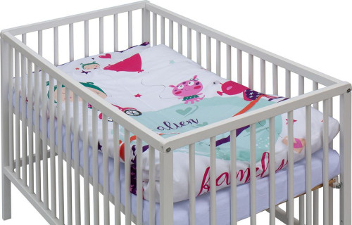 Detská postieľka biela s kompletnou výbavou 120 x 60 cm Moly Scarlett