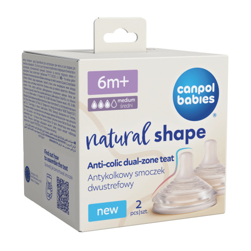 Cumlík na fľašu Natural Shape 6 m+ 2 ks Canpol babies